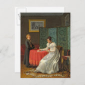 Frau schreibt einen Brief Postkarte (Vorne/Hinten)