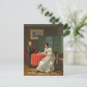 Frau schreibt einen Brief Postkarte (Stehend Vorderseite)