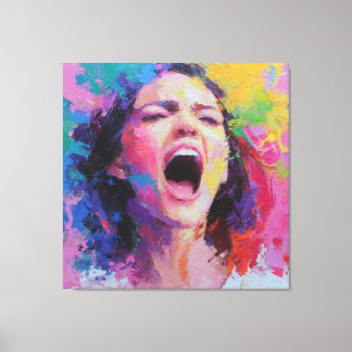 Frau Schreit Abstrakt Farben Expressive Acrylmaler Leinwanddruck