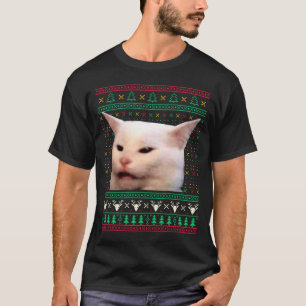 Frau schreit Katzen an hässliche Weihnachtspullove T-Shirt