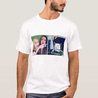 Frau schreit Meme-Katze im Pop-Art-Stil T-Shirt