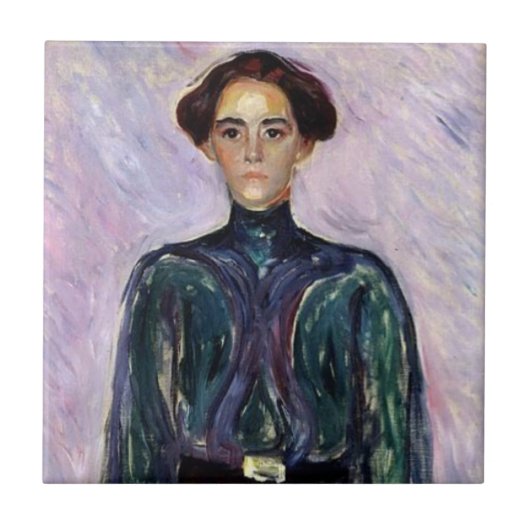 Frau Schwarz (von Edvard Munch) Fliese (Vorderseite)