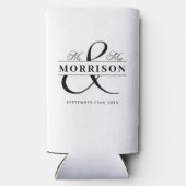 Frau Schwarz-weiße Gastgeschenk Hochzeit Selters Dosenkühler (Rückseite)