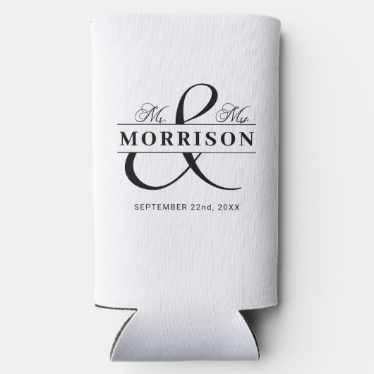 Frau Schwarz-weiße Gastgeschenk Hochzeit Selters Dosenkühler (Rückseite)