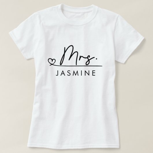 Frau Script Custom Wedding T-Shirt (Design vorne)