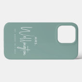 Frau Script Green Custom Bride Name Newlywed Case-Mate iPhone Hülle (Rückseite (Horizontal))