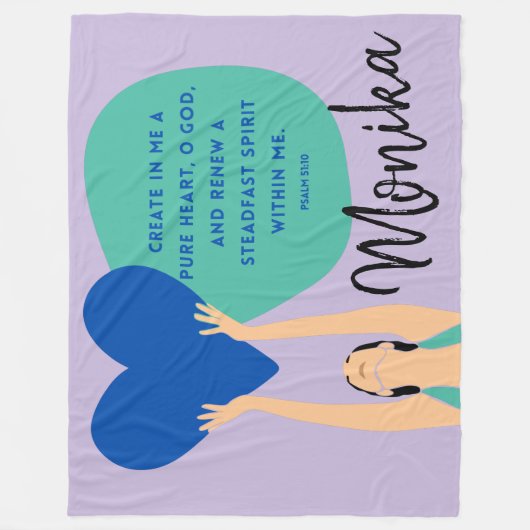 Frau Scripting Herz Christlich Personalisiert Flee Fleecedecke (Vorderseite)