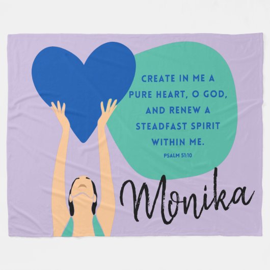 Frau Scripting Herz Christlich Personalisiert Flee Fleecedecke (Vorderseite (Horizontal))