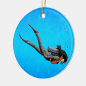 Frau SCUBA Diving Keramik Ornament (Links)