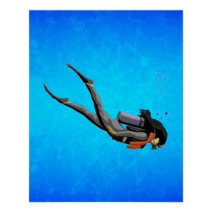 Frau SCUBA Diving Poster