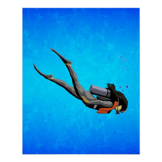 Frau SCUBA Diving Poster (Vorderseite)