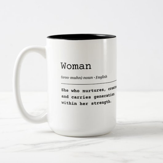 Frau - sie, die Generationen trägt Zweifarbige Tasse (Links)