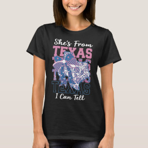 Frau Sie ist aus Texas, das kann ich sagen Retro V T-Shirt