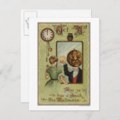 Frau sieht den Pumpkin Man in Mirror an Postkarte (Vorne/Hinten)