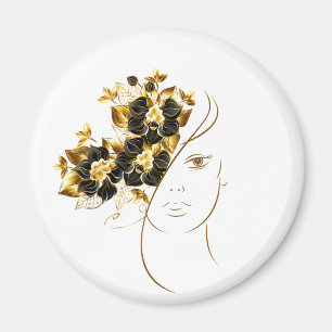 Frau Silhouette Kreis Magnet