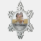 Frau Silver Damask Foto Schneeflocken Zinn-Ornament (Rechts)