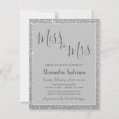 Frau Silver Glitzer Brautparty Einladung (Vorderseite)