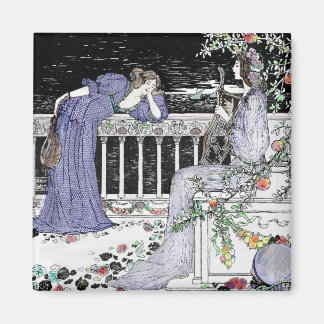 Frau singt zu ihrem Freund Magnet