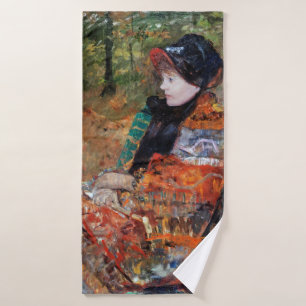 Frau sitzt auf der Bank, Mary Cassatt Badehandtuch