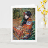 Frau sitzt auf der Bank, Mary Cassatt Karte (Gelbe Blume)