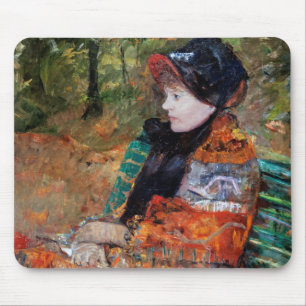 Frau sitzt auf der Bank, Mary Cassatt Mousepad