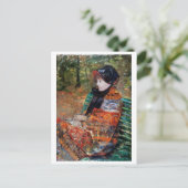 Frau sitzt auf der Bank, Mary Cassatt Postkarte (Stehend Vorderseite)