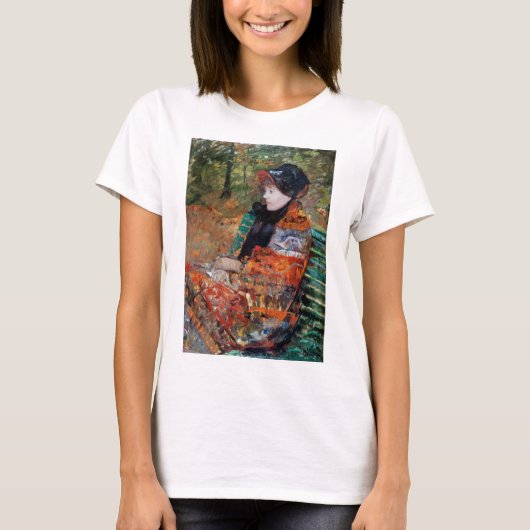 Frau sitzt auf der Bank, Mary Cassatt T-Shirt (Vorderseite)