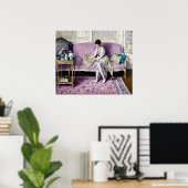 Frau sitzt auf Sofa im Inneren Poster (Heimbüro)