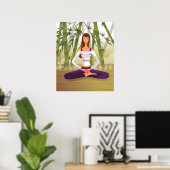 Frau sitzt in Lotus-Position, meditiert Poster (Heimbüro)