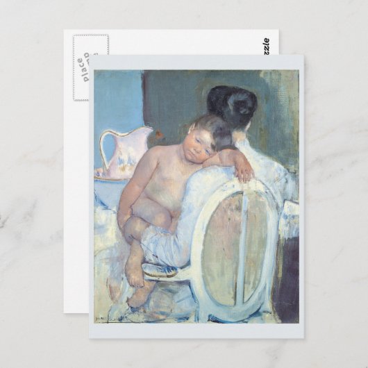Frau sitzt mit Kind in ihrem Arm Mary Cassatt Postkarte (Vorne/Hinten)