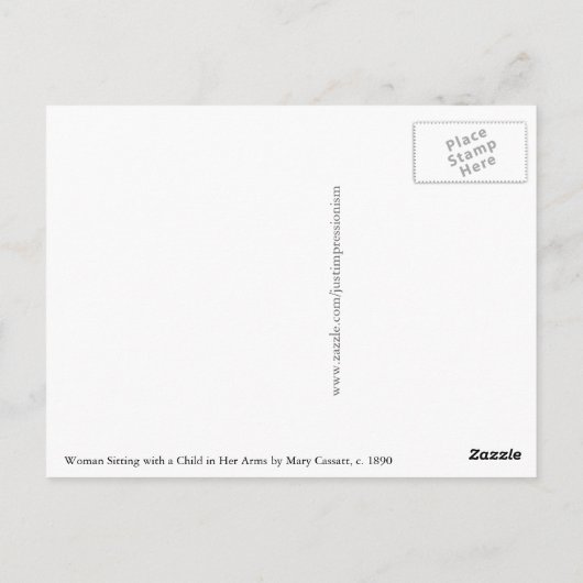 Frau sitzt mit Kind in ihrem Arm Mary Cassatt Postkarte (Rückseite)