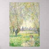 Frau sitzt unter den Willows - Claude Monet Poster (Vorne)