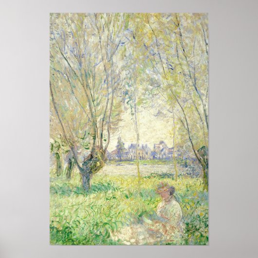 Frau sitzt unter den Willows - Claude Monet Poster (Vorne)