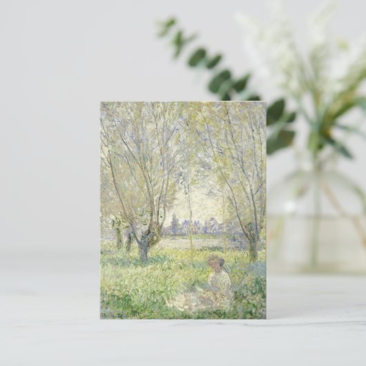 Frau sitzt unter den Willows | Claude Monet Postkarte (Stehend Vorderseite)