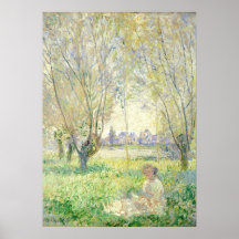 Frau sitzt unter Willows - Claude Monet Fine Art