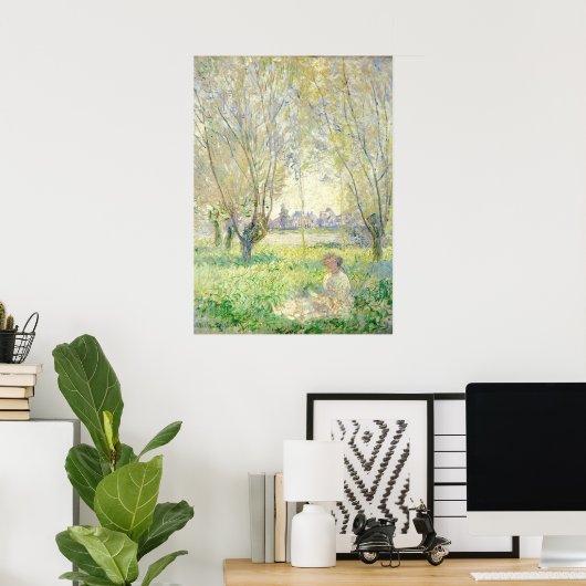 Frau sitzt unter Willows - Claude Monet Fine Art Poster (Heimbüro)