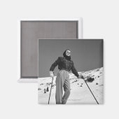 Frau Skier Magnet (Vorderseite/Rückseite)