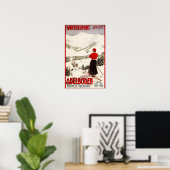 Frau Skier mit Blick auf Adelboden Poster (Heimbüro)