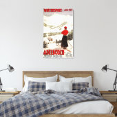 Frau Skier mit Blick auf Adelboden Poster Leinwanddruck (Insitu (Schlafzimmer))