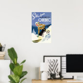 Frau Skiing - Englisch und Französisches Poster (Heimbüro)