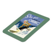 Frau Skiing - Englisch und Französisches Poster Magnet (Linke Seite)