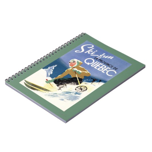 Frau Skiing - Englisch und Französisches Poster Notizblock (Linke Seite)