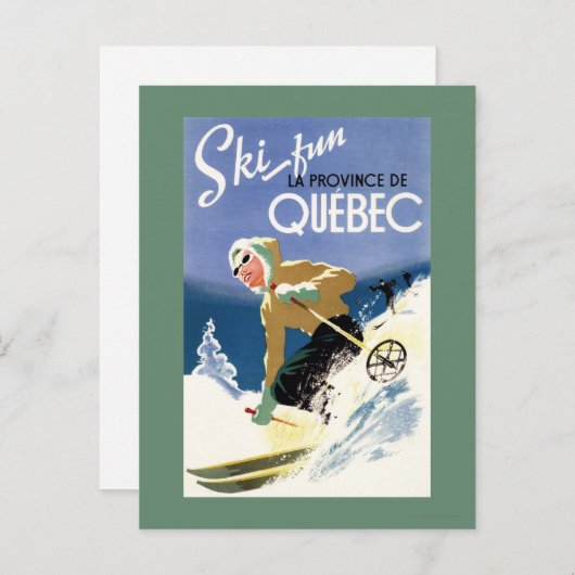 Frau Skiing - Englisch und Französisches Poster Postkarte (Vorne/Hinten)