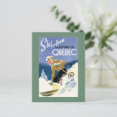 Frau Skiing - Englisch und Französisches Poster Postkarte (Stehend Vorderseite)