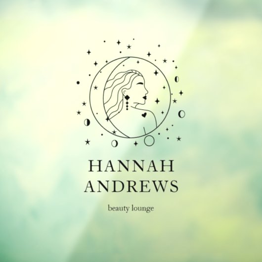 Frau, Sonne, Mond, Stern, Firmenname Fensteraufkleber (Blatt 3)