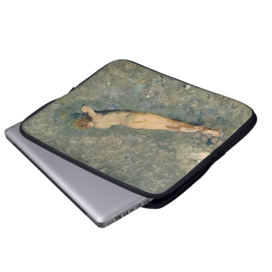 Frau Sonnenbaden am Strand von Portici Laptopschutzhülle (Vorne Knopf)