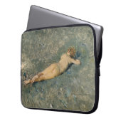 Frau Sonnenbaden am Strand von Portici Laptopschutzhülle (Vorderseite Links)