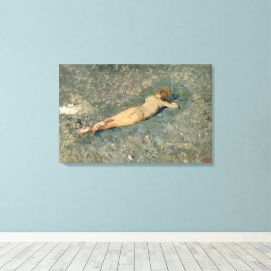 Frau Sonnenbaden am Strand von Portici Leinwanddruck (Insitu (Holzboden))