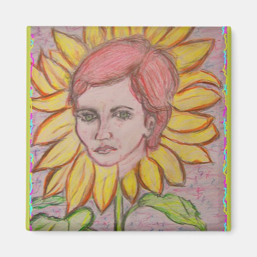 Frau Sonnenblume Magnet (Vorne)