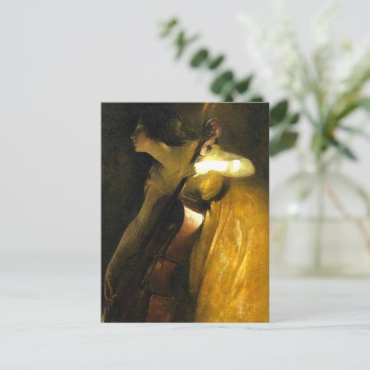 Frau spielt Cello Postkarte (Stehend Vorderseite)